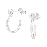 Cercei din argint ELIRA rotunzi, cu piatra zirconia