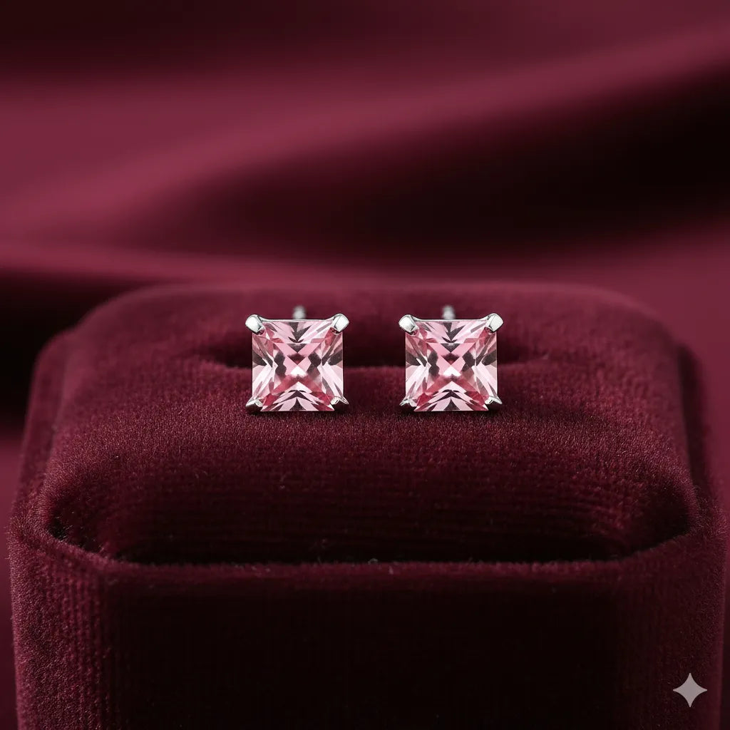 Cercei din argint IDA cu cristale roz