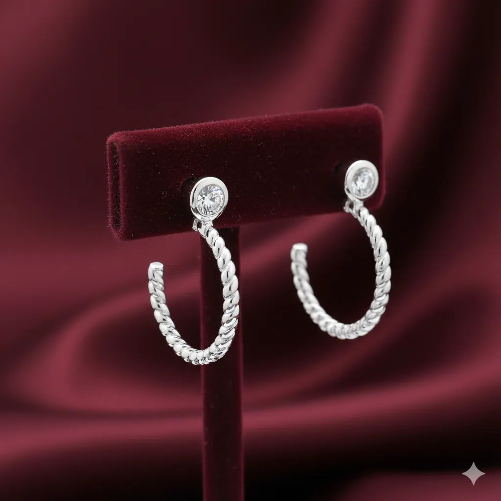 Cercei din argint ELIRA rotunzi, cu piatra zirconia