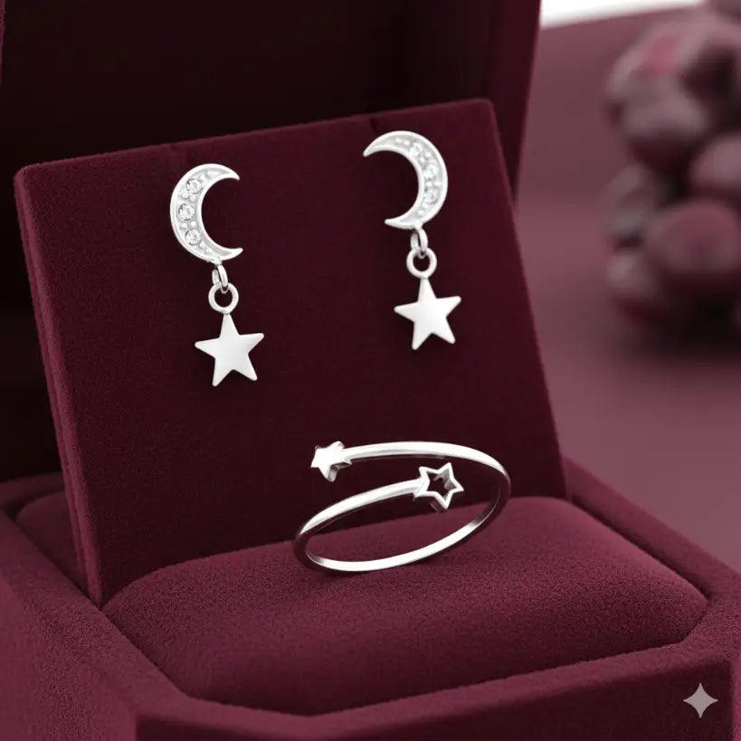 The Moon and Stars Set: Inelul STELLA & Cerceii LUNAIRE