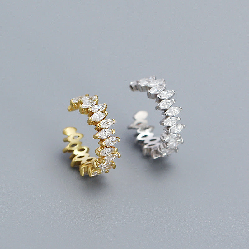 Cercel din argint Ear Cuff Crystal Gold