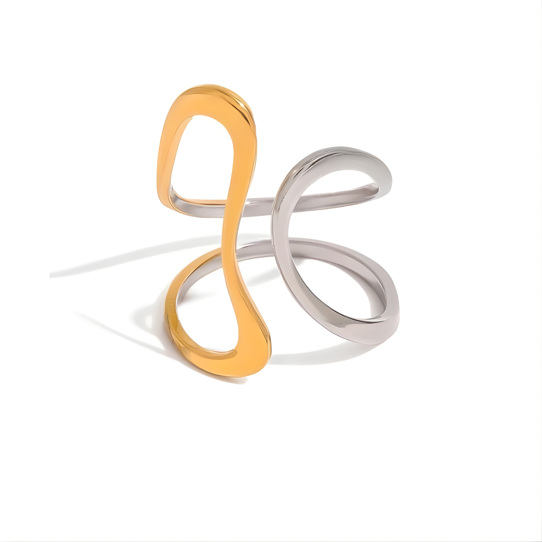 AMINA Inel Bicolor - Armonia Perfectă între Eleganța Aurului și Argintului